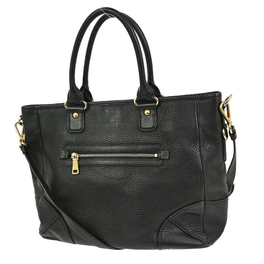 Prada Front Zip Tote Vitello Daino Black Leather Handbag - Picture 2 of 7